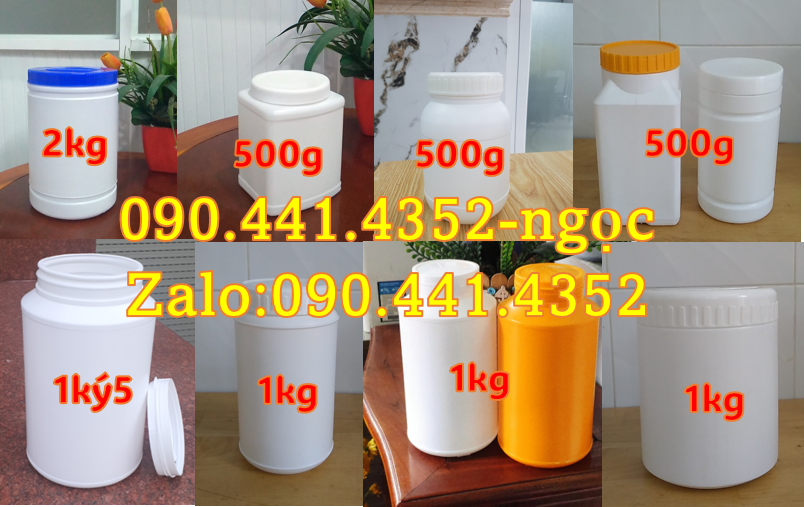 Bán hủ nhựa 1 ký đựng sơn, hủ nhựa 1.5 ký quai nhựa đựng mực in, hủ