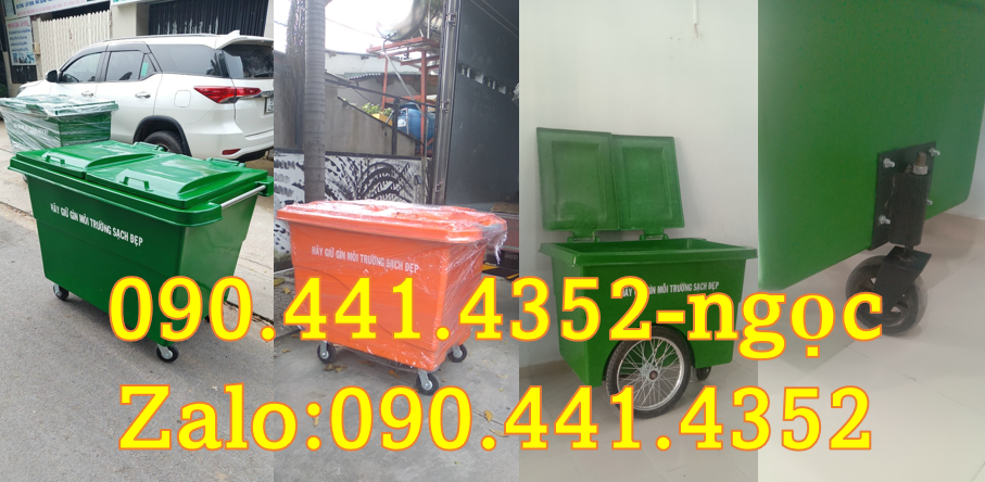 Xe thu gom rác 660 lít giá rẻ, xe đẩy rác công nghiệp 1000 lít 3 bánh