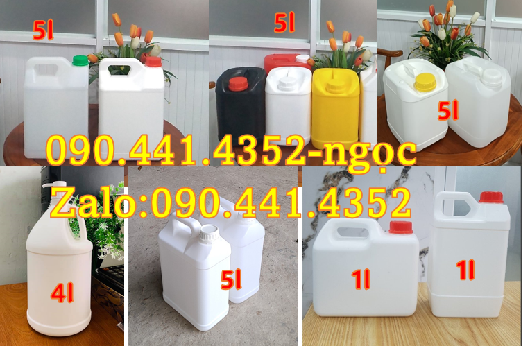 Sx can nhựa đựng hóa chất màu sắc yêu cầu, can nhựa 5 lít màu đen, can