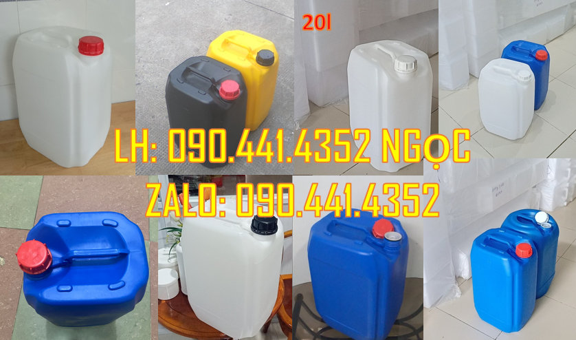 Gía can nhựa 30 lít vuông trắng, can nhựa 25 lít đựng hóa chất, thùng