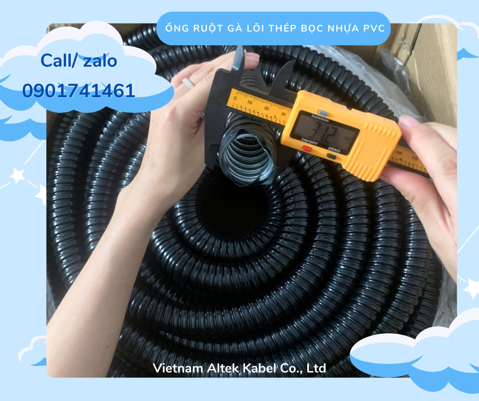 Ống ruột gà lõi thép bọc nhựa pvc 1 1/4 (ID 31 - OD 39)