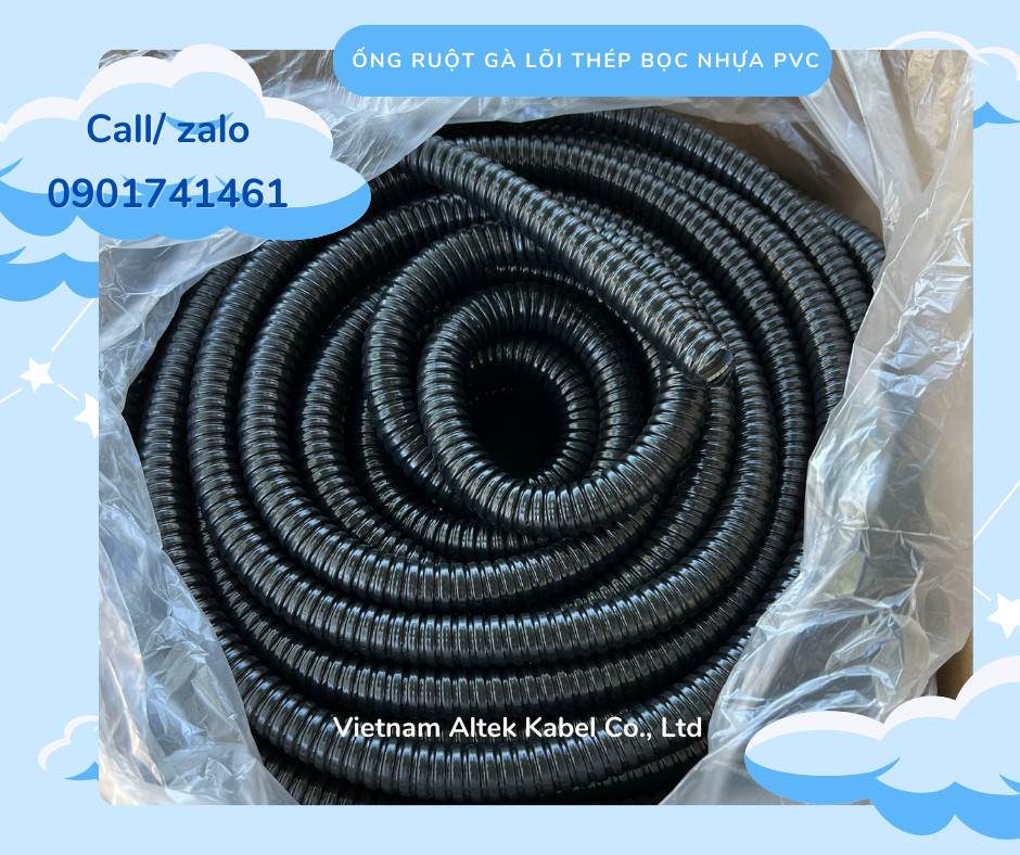 Ống ruột gà lõi thép bọc nhựa pvc 1 1/4 (ID 31 - OD 39)