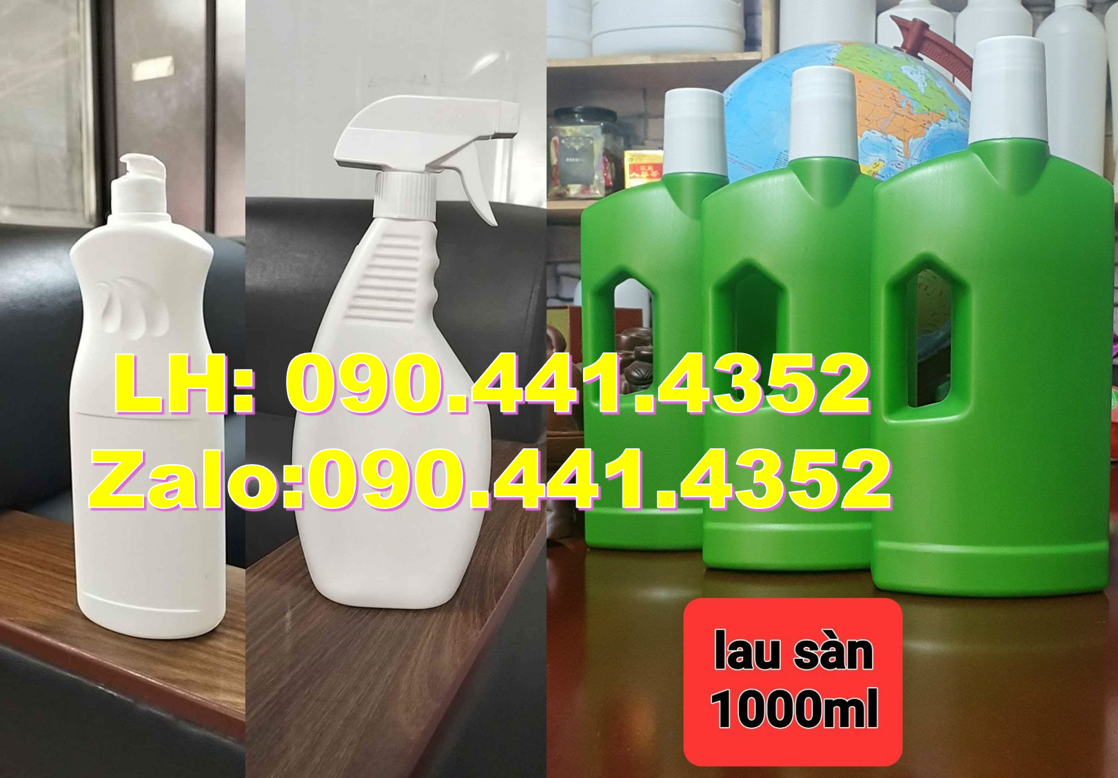 Can đựng nước lau sàn 1 lít màu xanh lá, can nhựa 2 lít vuông có vòi