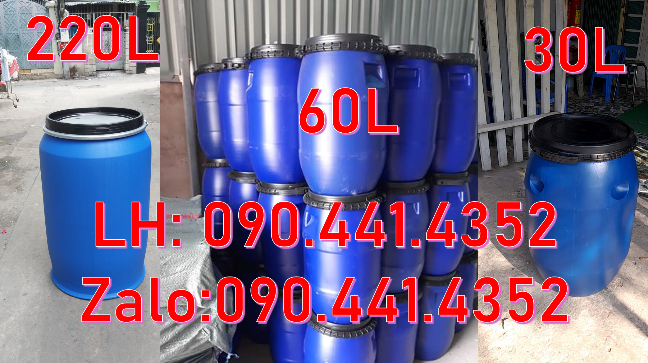 Chuyên thùng phuy nhựa 30 lít, 50 lít, 60 lít, 120 lít, 150 lít, 220L