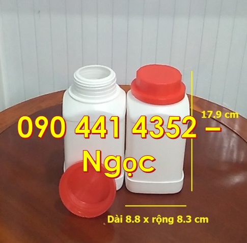 Hủ nhựa 2 ký nắp đỏ, hủ nhựa 1.5 ký đựng phân bón, hủ nhựa 1 ký vuông