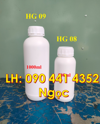 Bán chai nhựa 1 lít tròn đựng thuốc thủy sản, chai nhựa 0.5 lít vuông