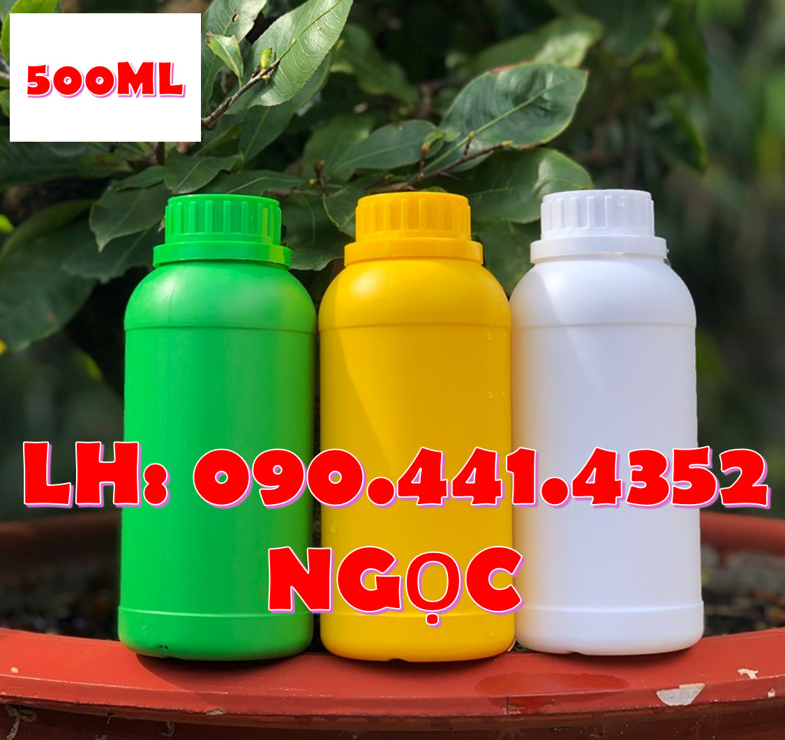 Bán chai nhựa 1 lít tròn đựng thuốc thủy sản, chai nhựa 0.5 lít vuông