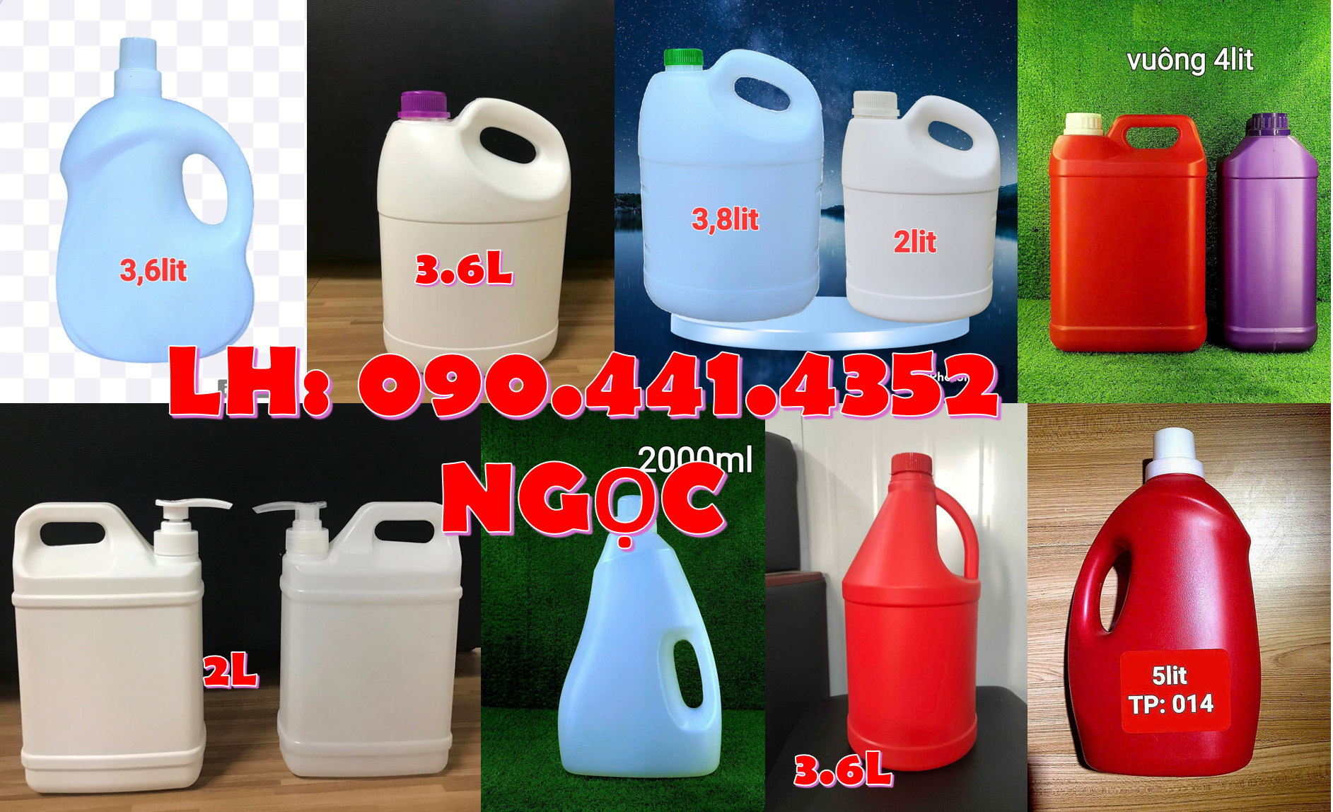 Can nhựa đựng nước lau kín có vòi xịt, can nhựa 2 lít có vòi nhấn