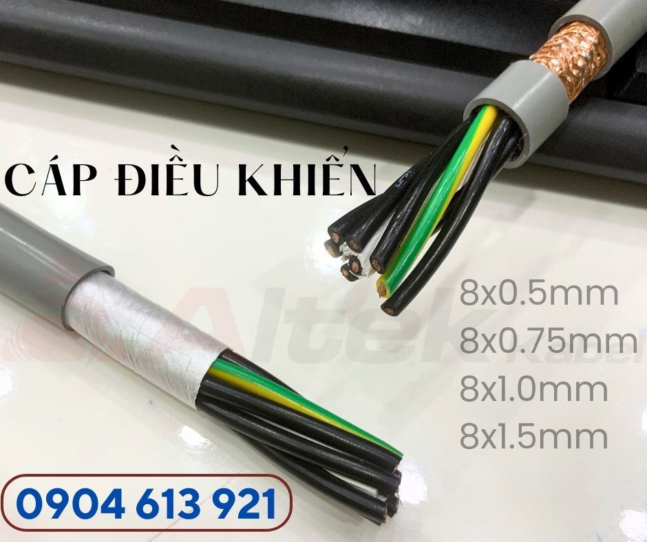 Cáp điện 8 lõi, cáp điều khiển tín hiệu 8x0.75mm chống nhiễu