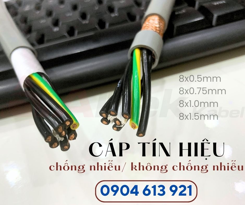 Cáp điện 8 lõi, cáp điều khiển tín hiệu 8x0.75mm chống nhiễu