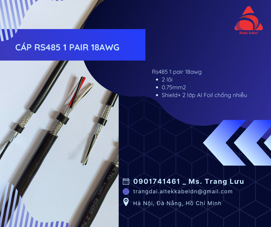 Cáp tín hiệu RS485 18AWG 1 Pair vặn xoắn 2 lớp chống nhiễu ALTEK KABEL