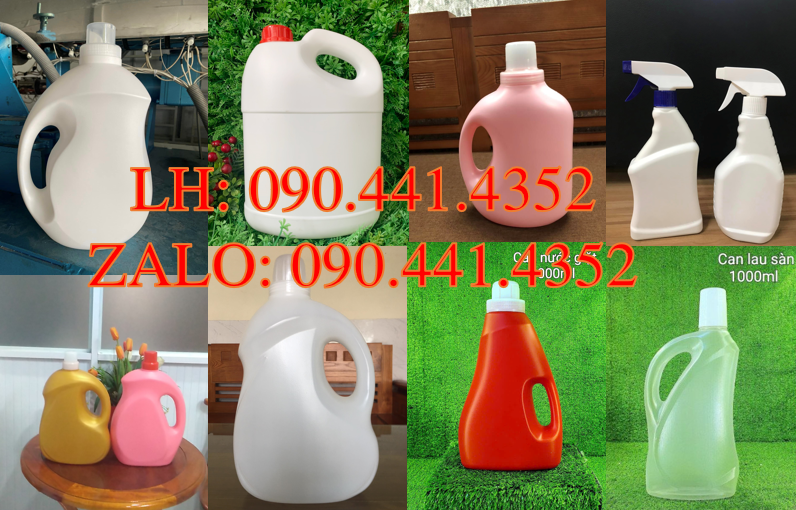 Can nhựa 1 lít màu đỏ đựng nước giặt, can đựng nước xả 2 lít, can nhựa