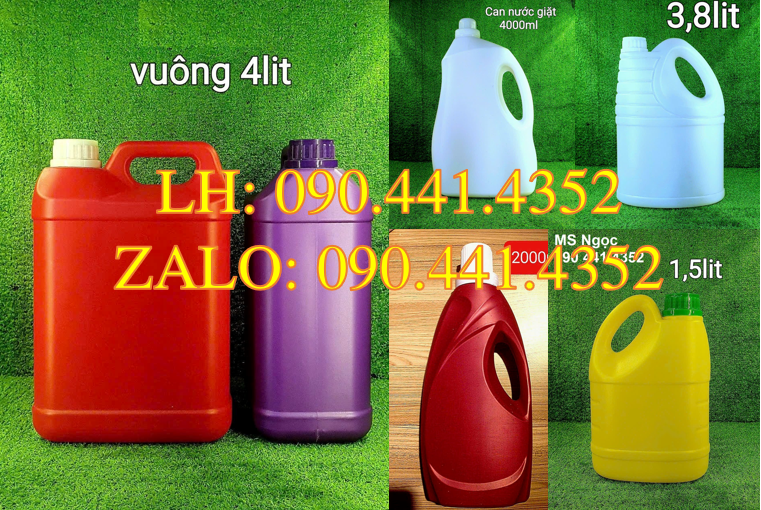 Can nhựa 1 lít màu đỏ đựng nước giặt, can đựng nước xả 2 lít, can nhựa