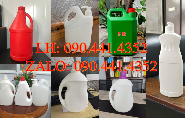 Can nhựa 1 lít màu đỏ đựng nước giặt, can đựng nước xả 2 lít, can nhựa