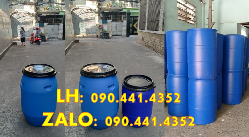 Thùng phuy nhựa 120 lít nhập khẩu, thùng phuy nhựa 150 lít đai sắt