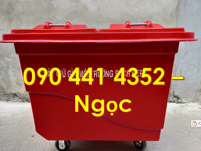 Xe thu gom rác y tế 660 lít màu vàng, xe thu gom rác y tế 4 bánh xe