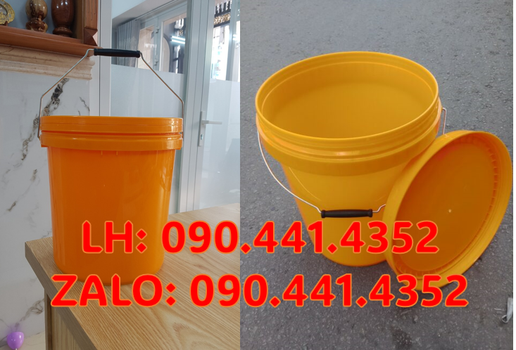 Vỏ thùng đựng sơn 1 lít, xô nhựa 1.5 lít quai, thùng sơn 5 lít rỗng