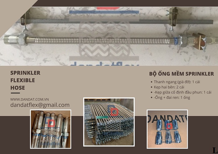 Ống mềm nối đầu phun Sprinkler, khớp nối mềm PCCC chính hãng