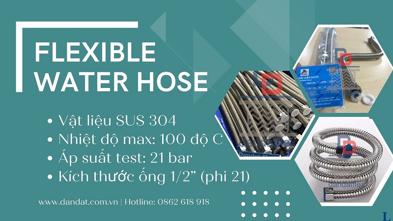 Dây cấp nước nóng lạnh inox, dây dẫn nước inox 304, ống cấp nước inox