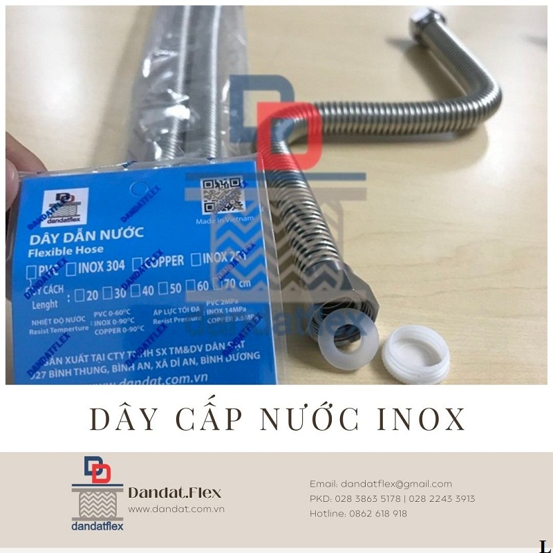 Dây cấp nước nóng lạnh inox, dây dẫn nước inox 304, ống cấp nước inox