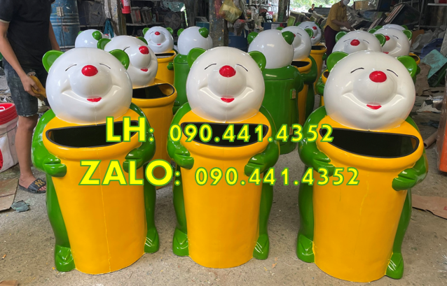 Bán thùng rác cá chép màu đỏ, vàng, nhận sx thùng rác con vật Q10