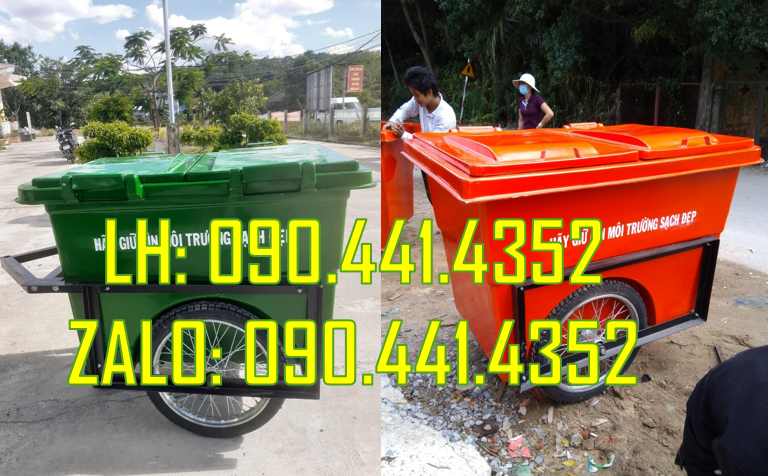 Chuyên sx và dán lô gô xe thu gom rác y tế 660L, xe thu gom rác y tế