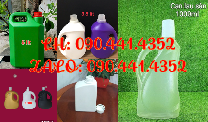 Can nhựa đựng nước rửa chén 2 lít vàng, can đựng 1 lít nước rửa chén