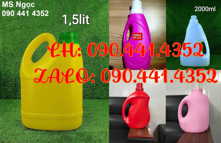 Can nhựa đựng nước rửa chén 2 lít vàng, can đựng 1 lít nước rửa chén