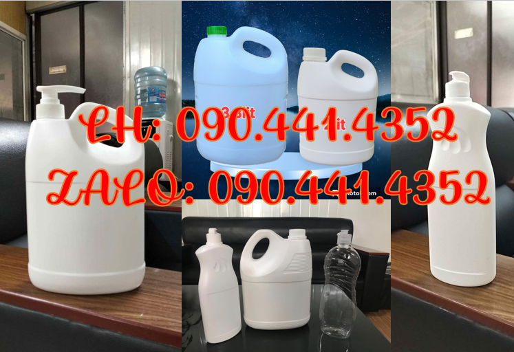 Can nhựa đựng nước rửa chén 2 lít vàng, can đựng 1 lít nước rửa chén