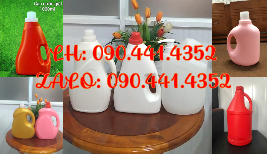 Can nhựa đựng nước rửa chén 2 lít vàng, can đựng 1 lít nước rửa chén