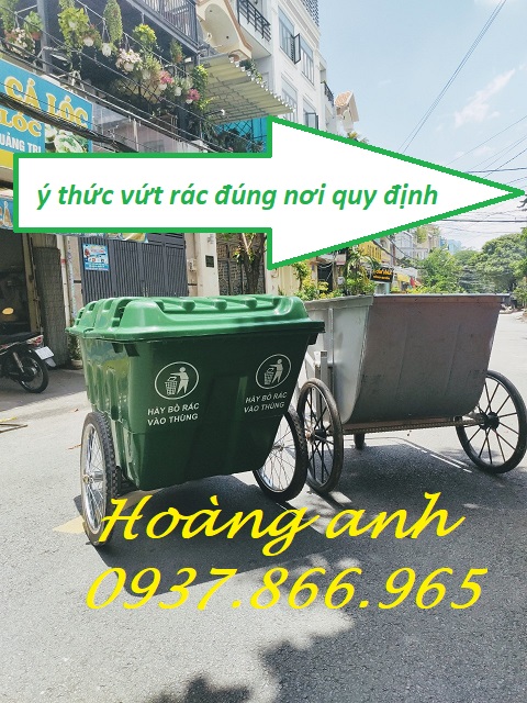 Thùng rác nhựa, thùng rác, thùng đẩy xe rác