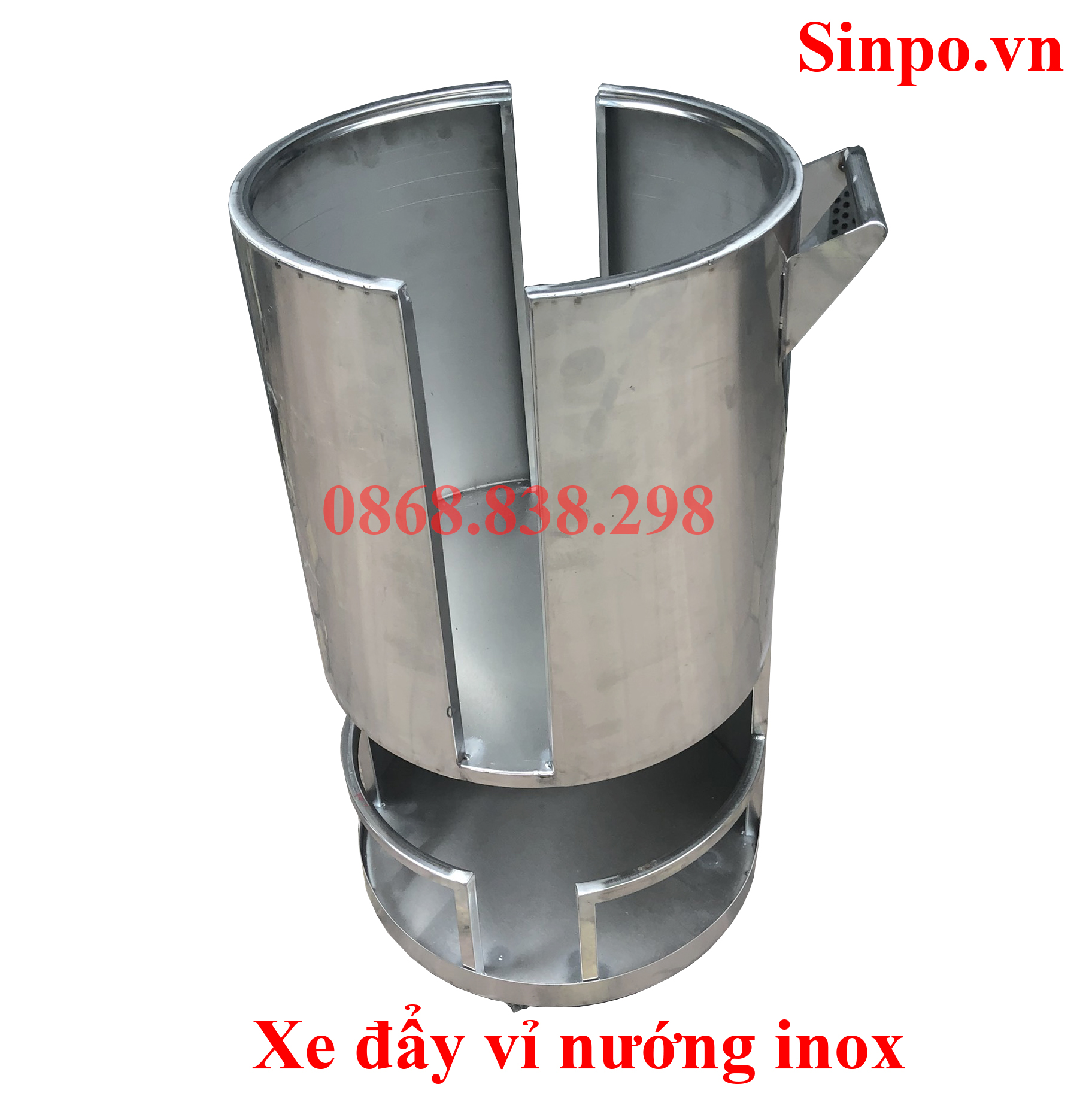 Xe để vỉ nướng bằng inox, xe đẩy vỉ nướng