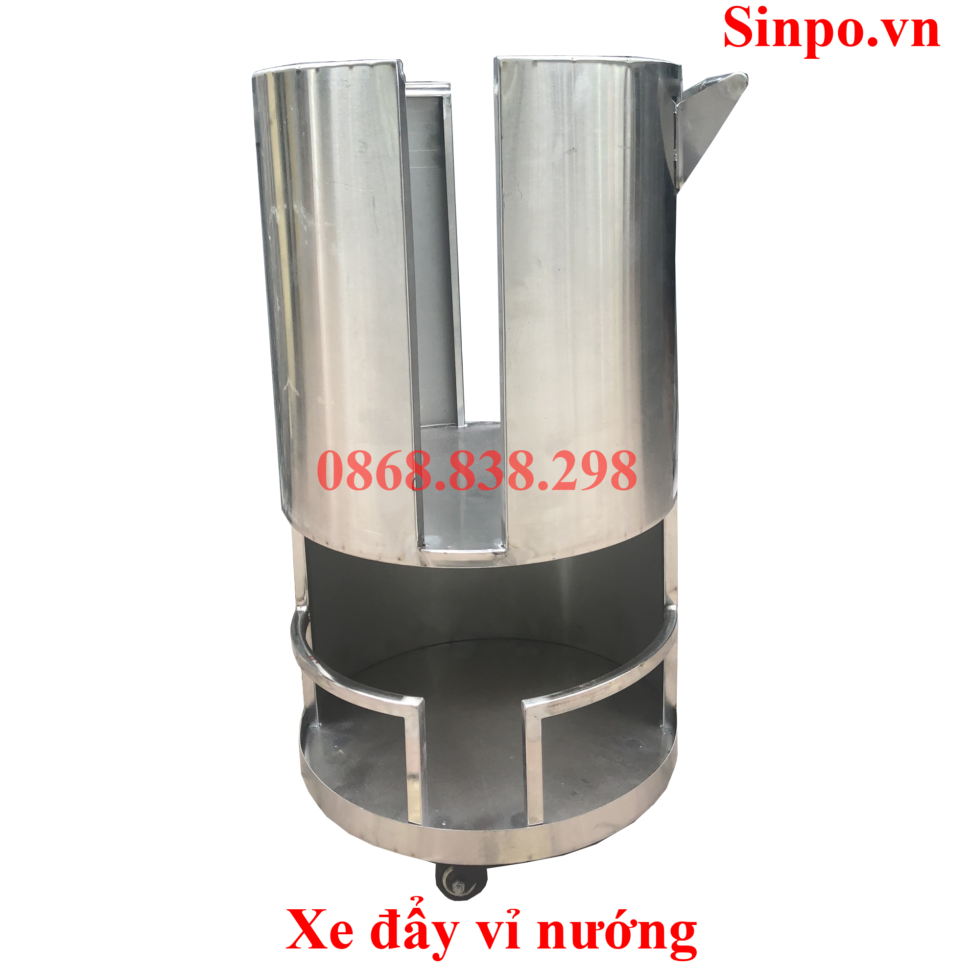 Xe để vỉ nướng bằng inox, xe đẩy vỉ nướng