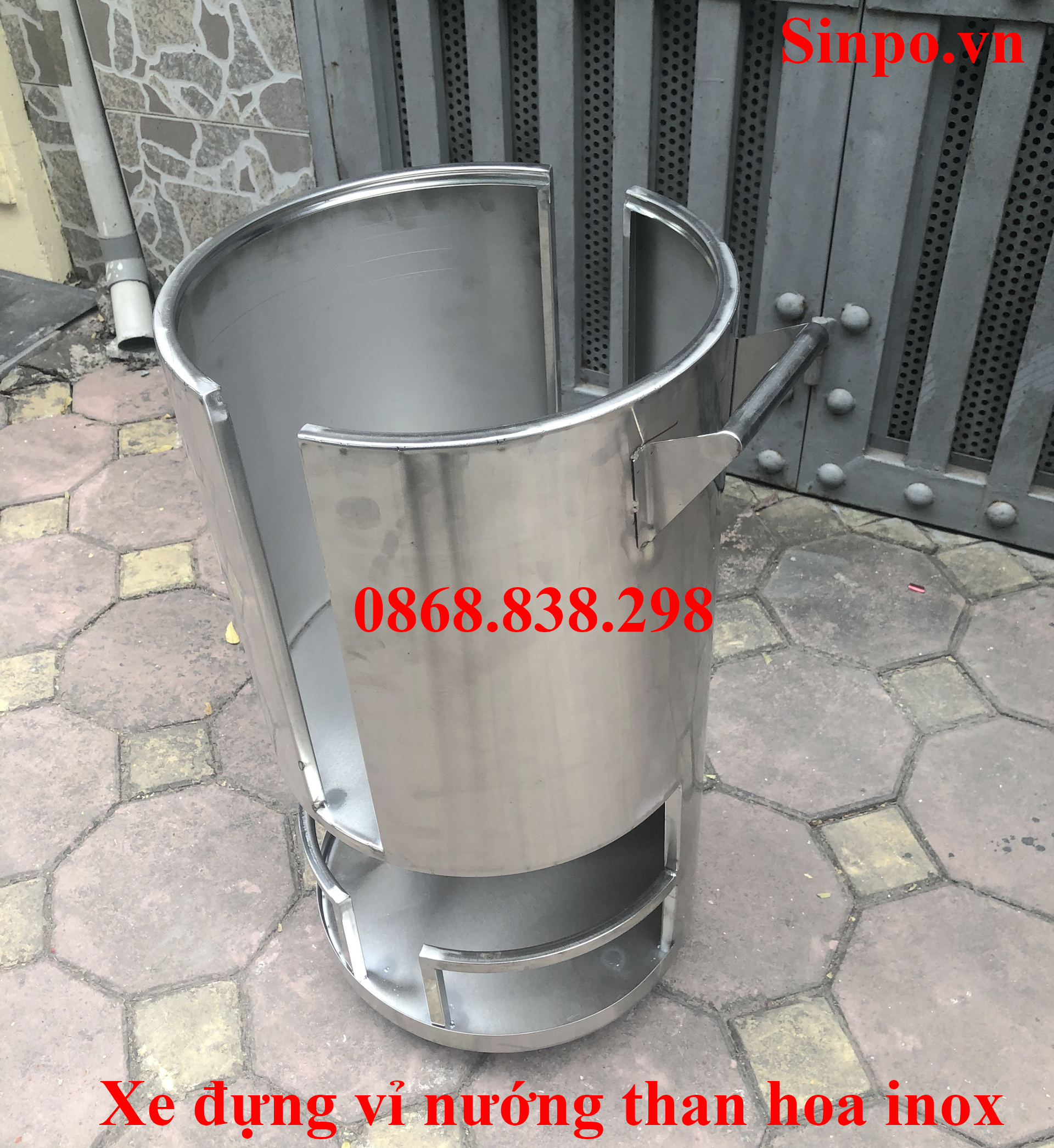 Xe để vỉ nướng bằng inox, xe đẩy vỉ nướng