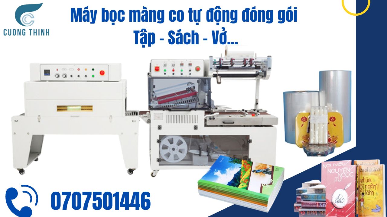 máy bọc màng co tự động bọc tập, sách, vở