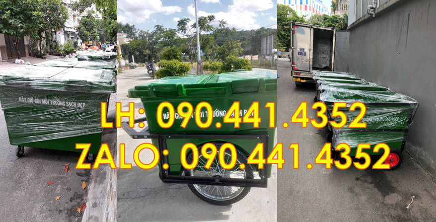 SX xe thu gom rác 660 lít composite, xe thu gom rác 1000L 2 nắp đậy