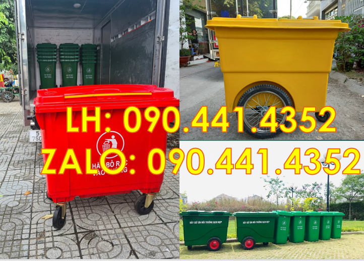 SX xe thu gom rác 660 lít composite, xe thu gom rác 1000L 2 nắp đậy