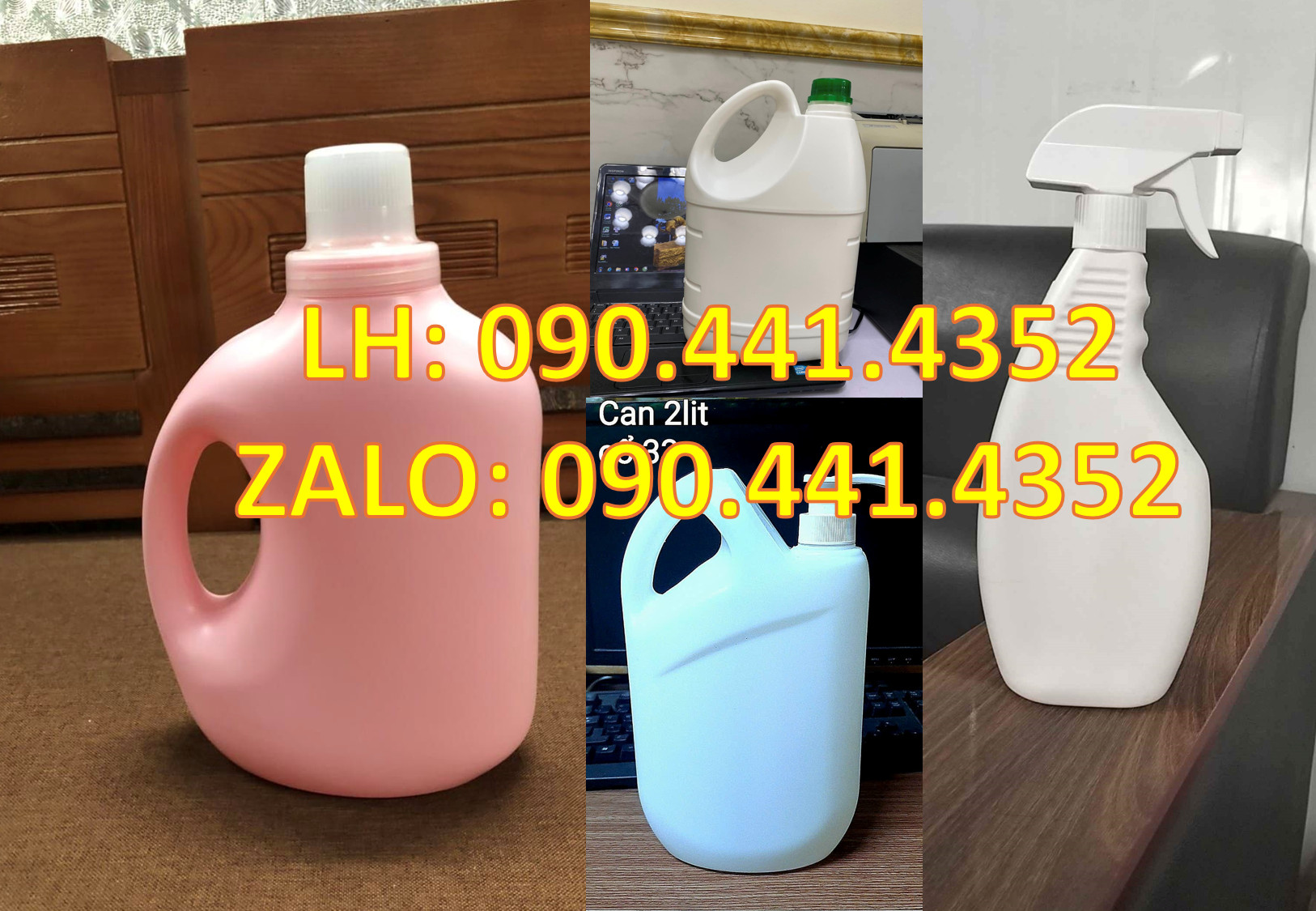 Can nhựa đựng nước rửa chén 1 lít, 2 lít, 3.8 lít, 3.6 lít, 4 lít