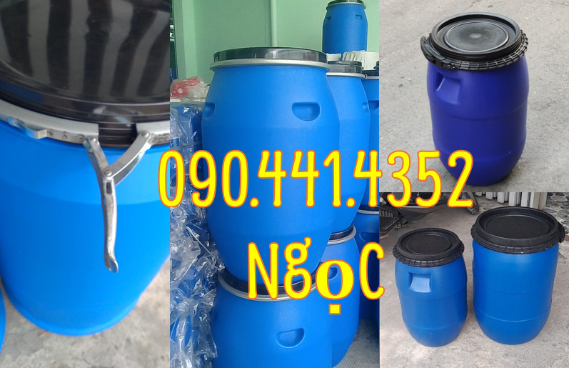 Thùng phuy nhựa 100 lít, thùng nhựa 60 lít cũ, thùng phuy 50 lít mới