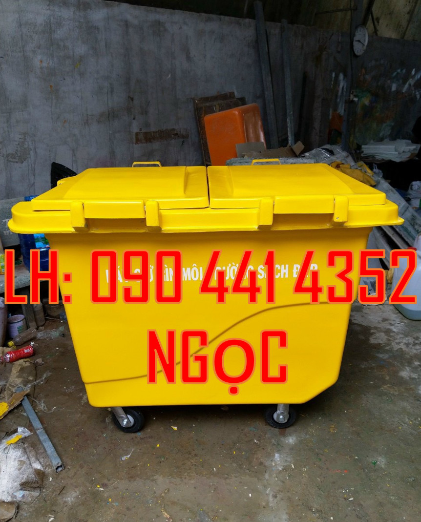 PP xe thu gom rác 1000 lít y tế, xe đẩy rác 660 lít trong bệnh viện TP