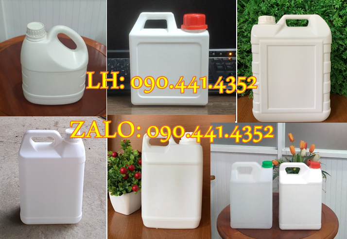 Can nhựa 1 lít nắp garenty có thoát khí, can nhựa 2 lít vuông, can 5L