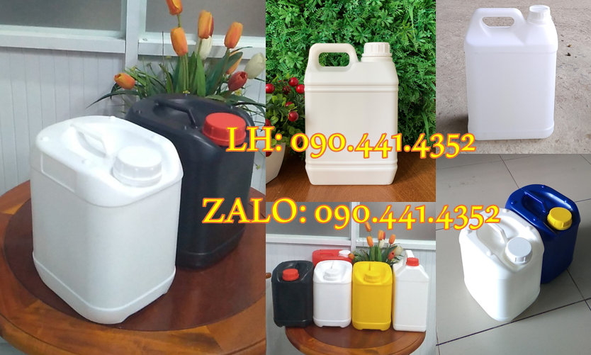 Can nhựa 1 lít nắp garenty có thoát khí, can nhựa 2 lít vuông, can 5L