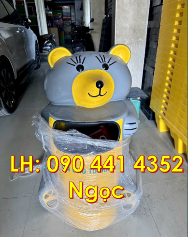 Thùng rác con cá heo màu vàng, xanh dương, màu sắc theo yêu cầu