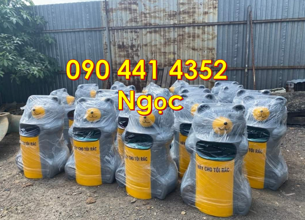 Thùng rác con cá heo màu vàng, xanh dương, màu sắc theo yêu cầu