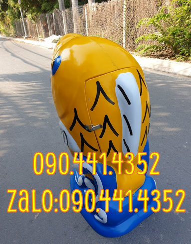 Thùng rác con cá heo màu vàng, xanh dương, màu sắc theo yêu cầu