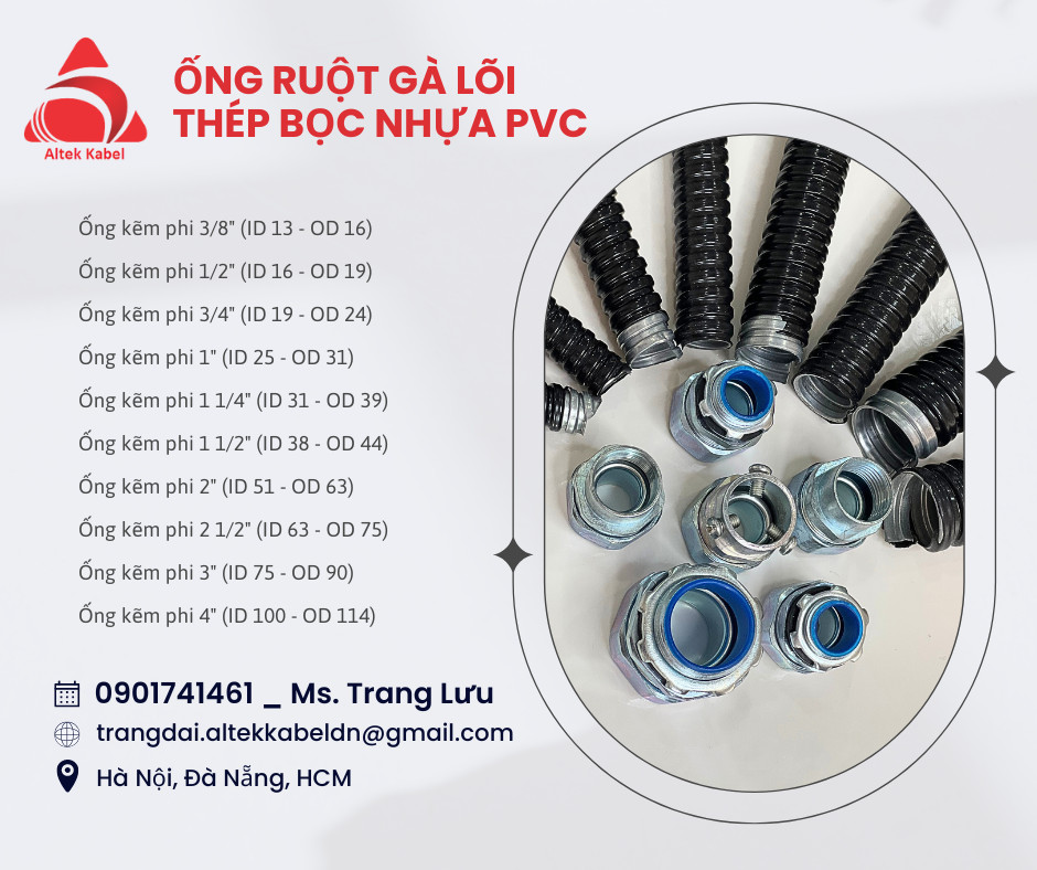 Ống ruột gà lõi thép bọc nhựa pvc phi 114 - 4 inch