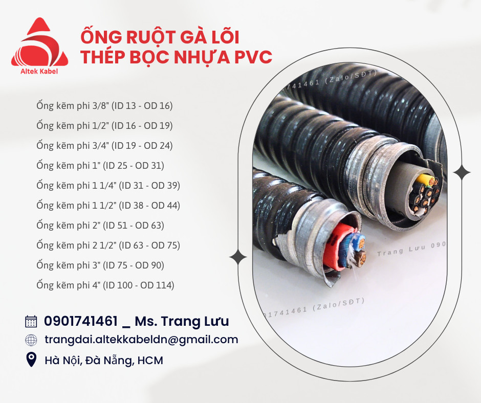 Ống ruột gà lõi thép bọc nhựa pvc phi 114 - 4 inch