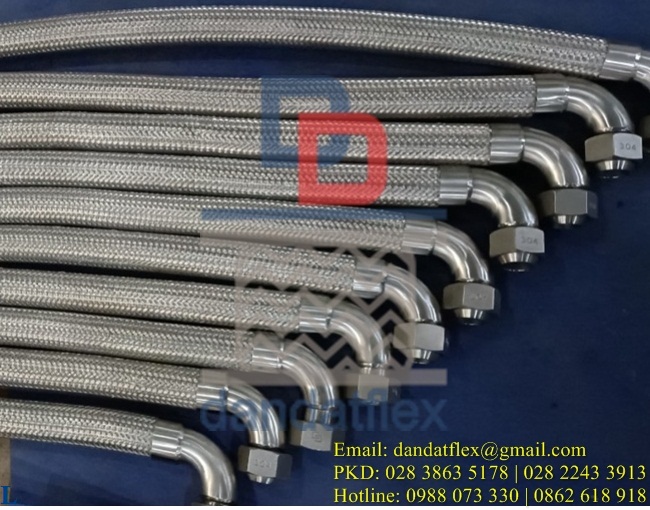 Ống cao su thủy lực bọc lưới inox, ống mềm inox chịu nhiệt cao