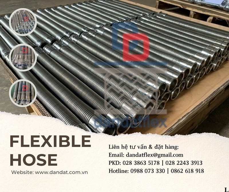 Ống cao su thủy lực bọc lưới inox, ống mềm inox chịu nhiệt cao