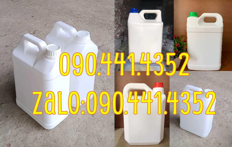 Can nhựa 5 lít vuông trắng, can dày 2 lít đựng hóa chất, can nhựa 1L